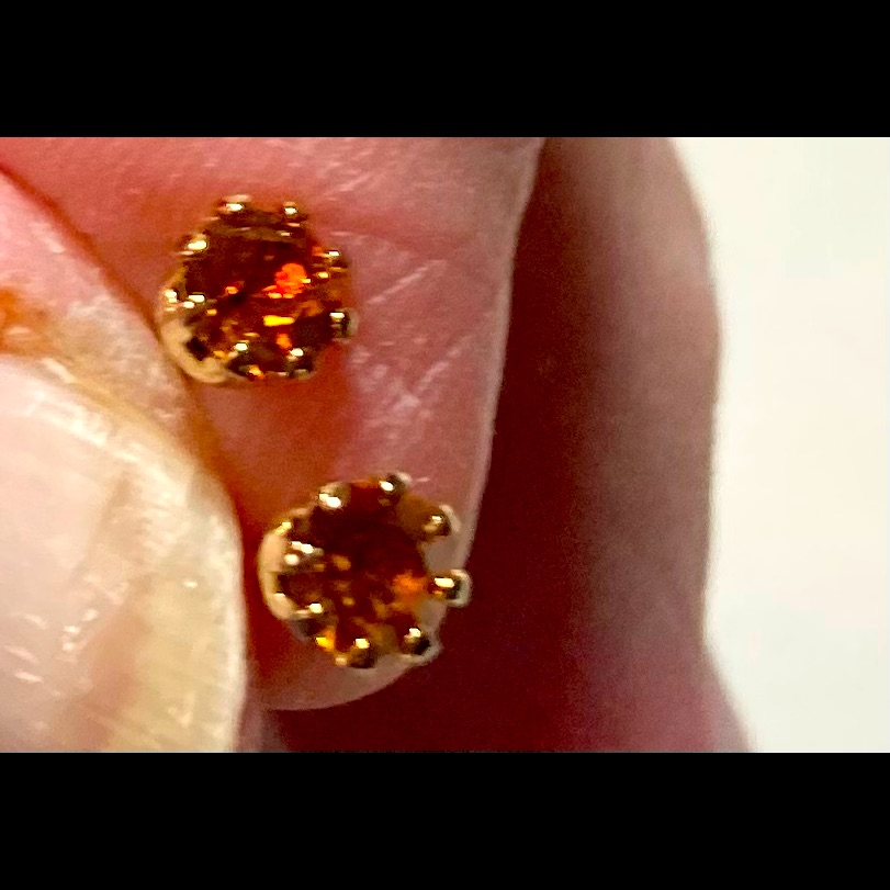 Orange Colored Crystal Earrings 683